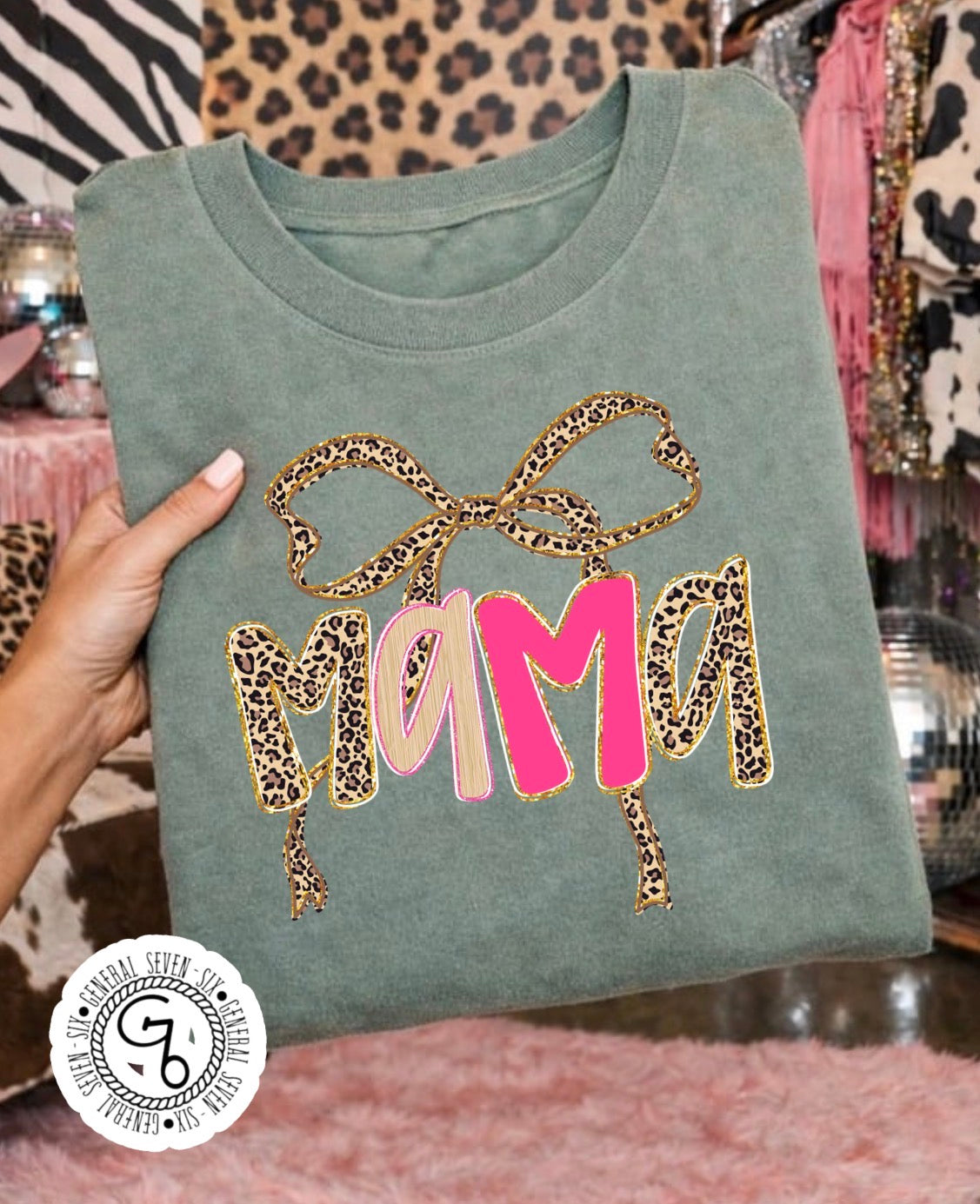 Leopard Bow Mama Graphic Tee/Sweatshirt