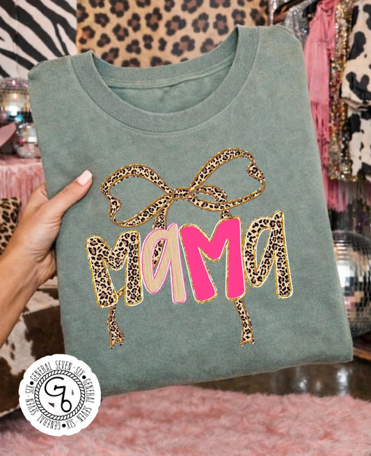 Leopard Bow Mama Graphic Tee/Sweatshirt