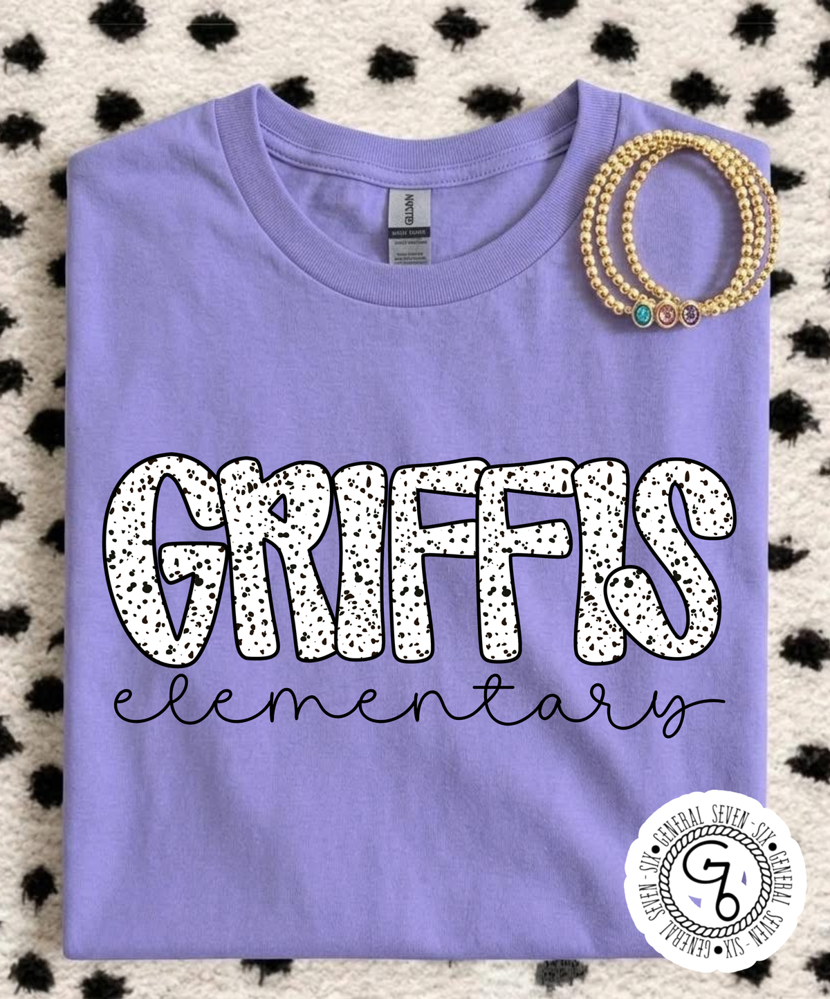 Custom School Black & White Dot Tee | Personalized School Spirit Shirt