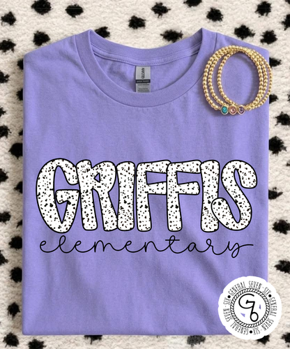 Custom School Black & White Dot Tee | Personalized School Spirit Shirt