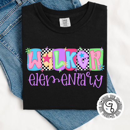 Custom School Neon Retro Check| Personalized School Spirit Shirt