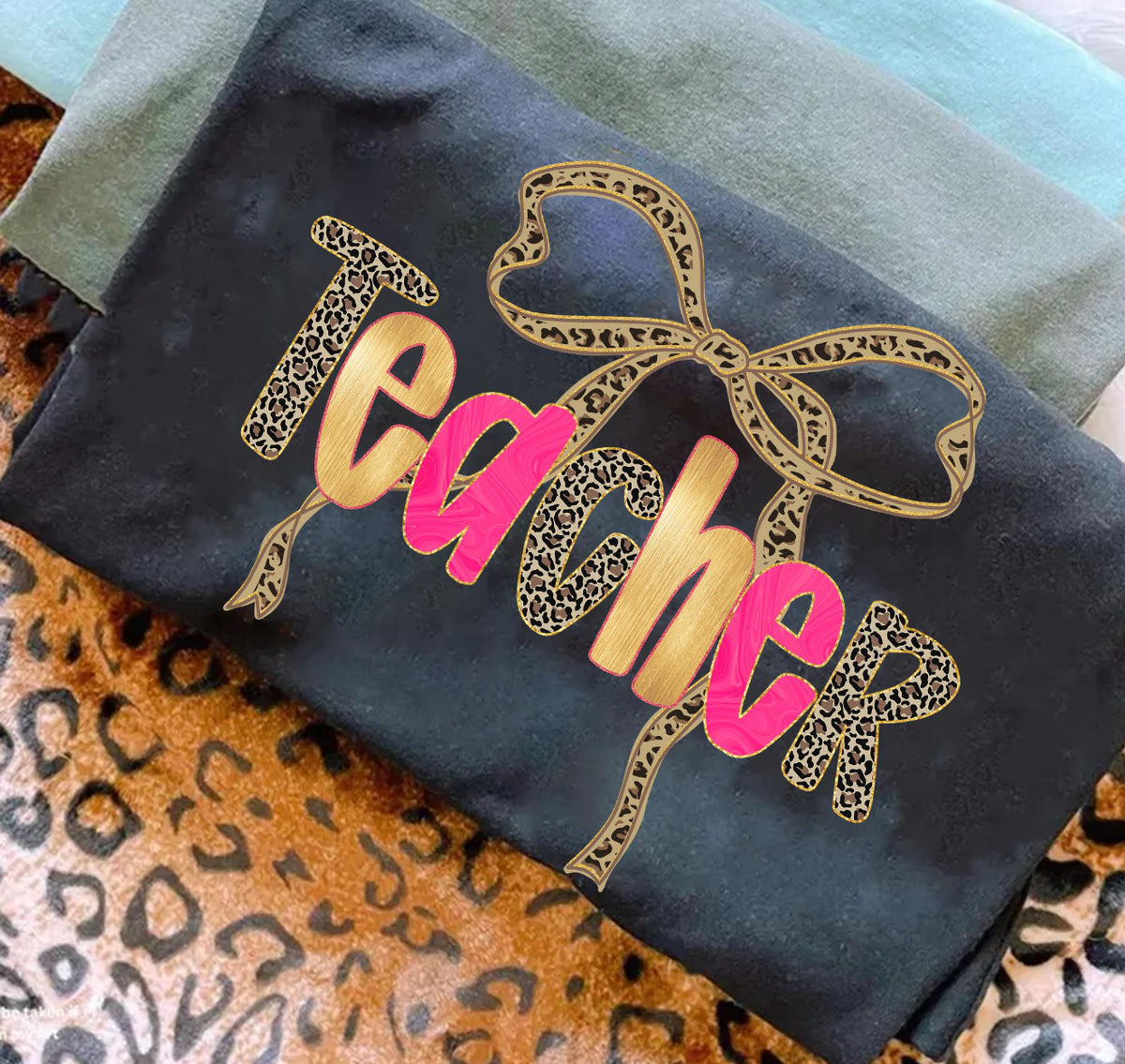 Leopard Teacher Bow Top
